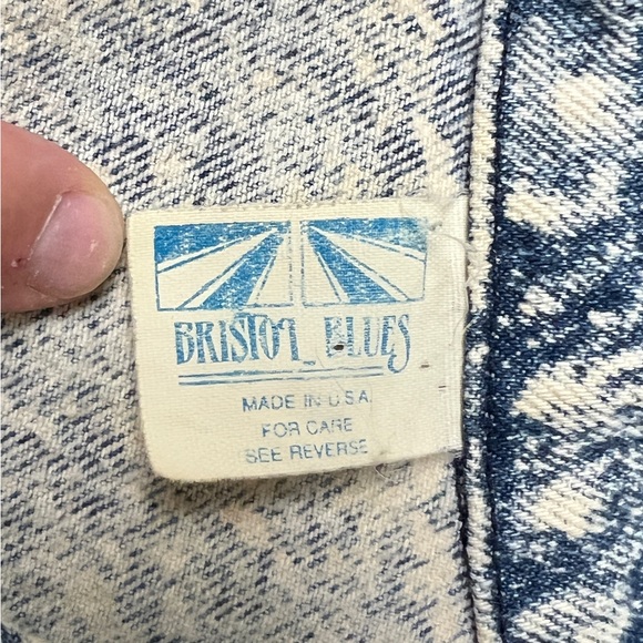 Bristol Blues End Of The Trail Hand Painted Indian Denim Jacket USA Large L Vtg - Picture 4 of 9